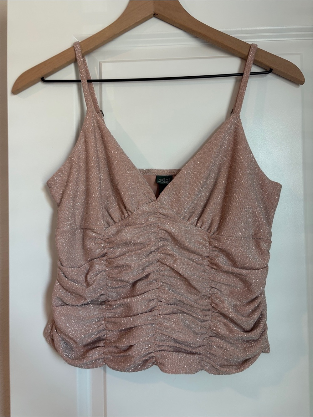 Wild Fable Shimmery Blush Pink Ruched V-Neck Cami